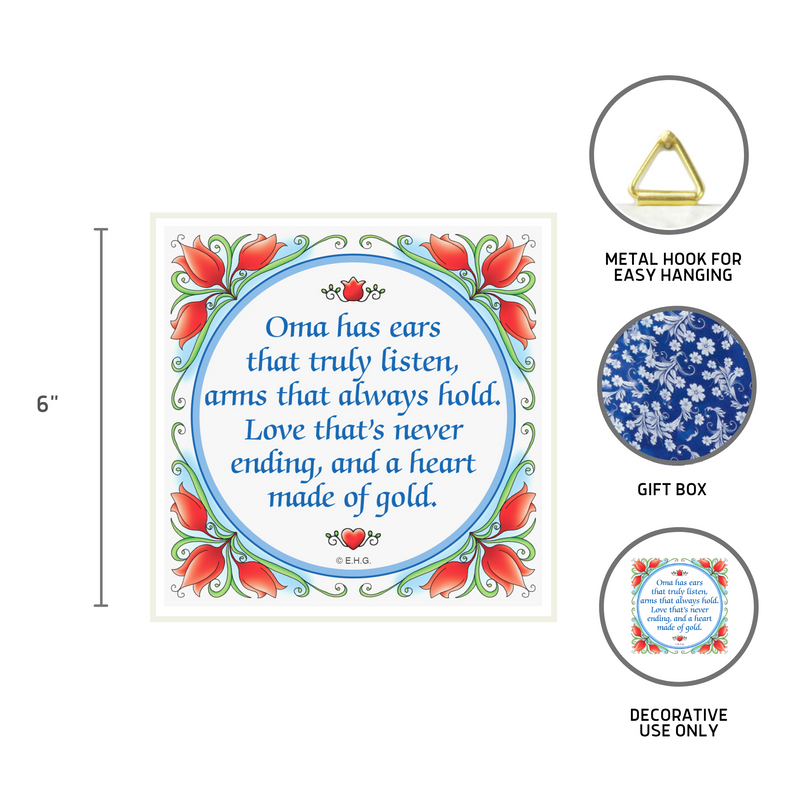 Gift For Oma: Oma Heart of Gold.. Ceramic Tile