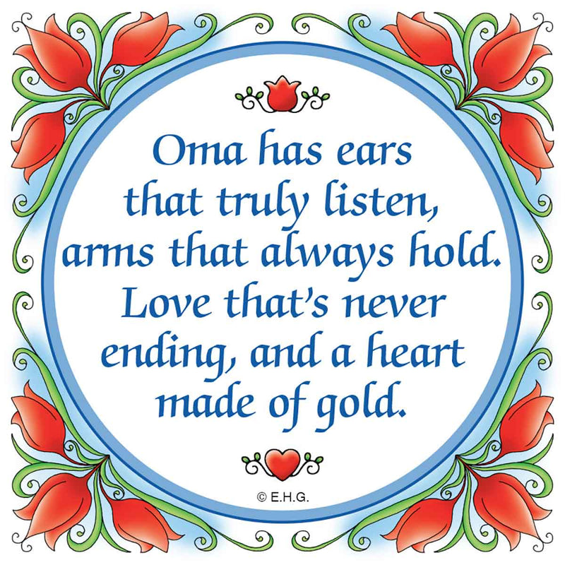 Gift For Oma: Oma Heart of Gold.. Ceramic Tile