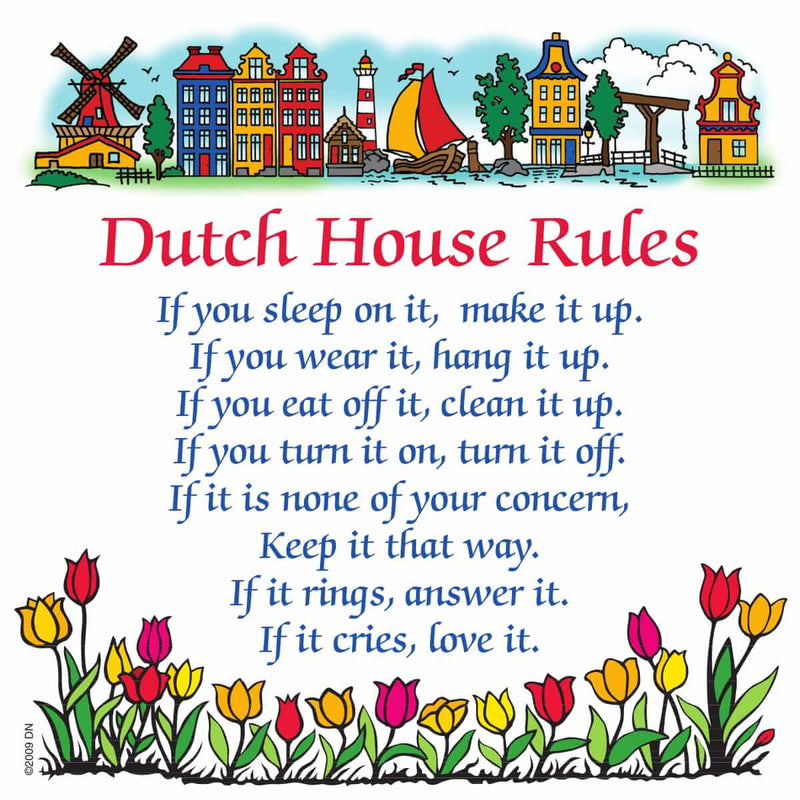 Decorative Wall Plaque Dutch House Rules..