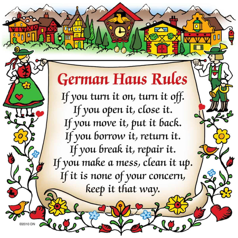 German Gift Ceramic Wall Hanging Tile "German Haus Rules"