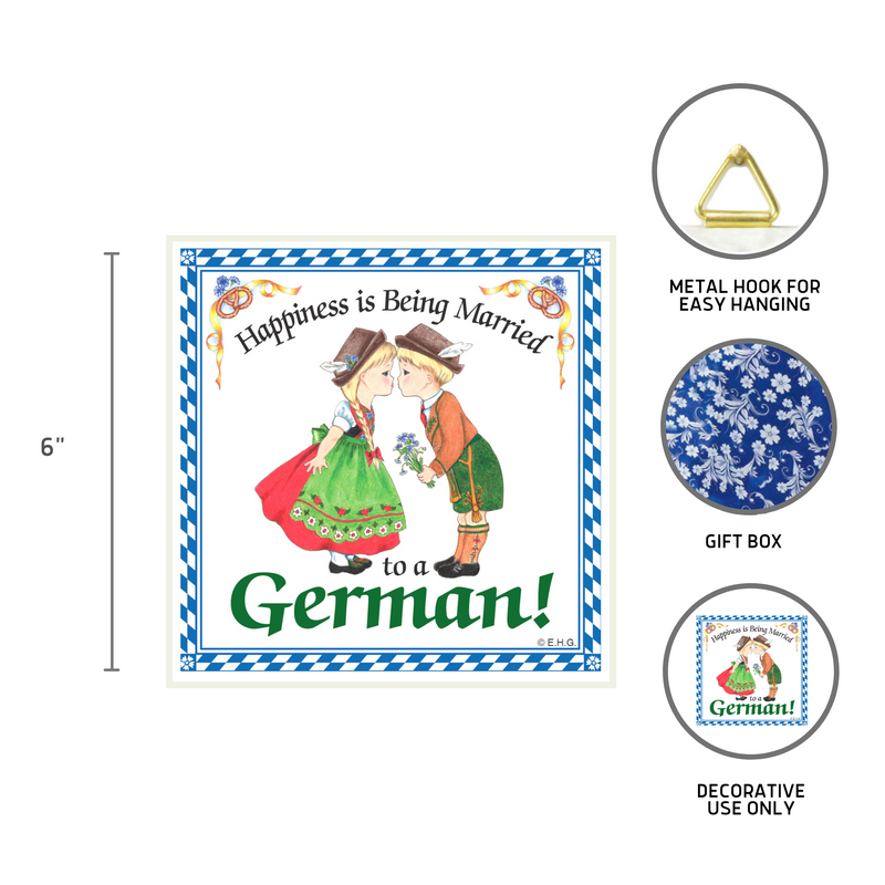 German Gift Wall Plaque Tile Happy German