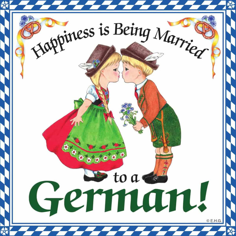 German Gift Wall Plaque Tile Happy German