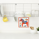 Red Swedish Dala Horse Wall Tile Design