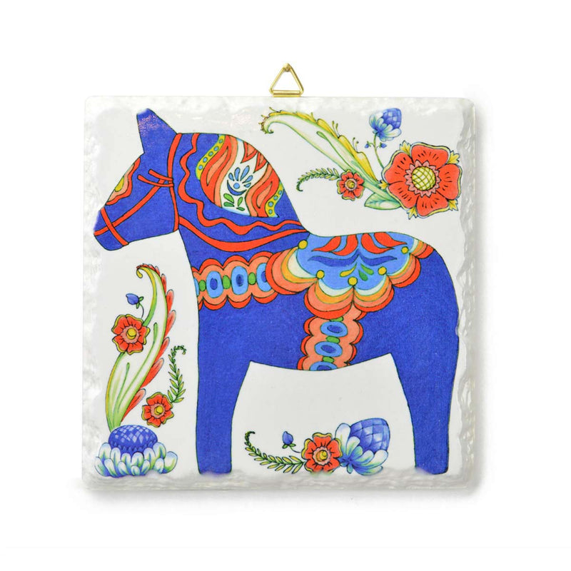 Blue Dala Horse Ceramic Deluxe Plaque