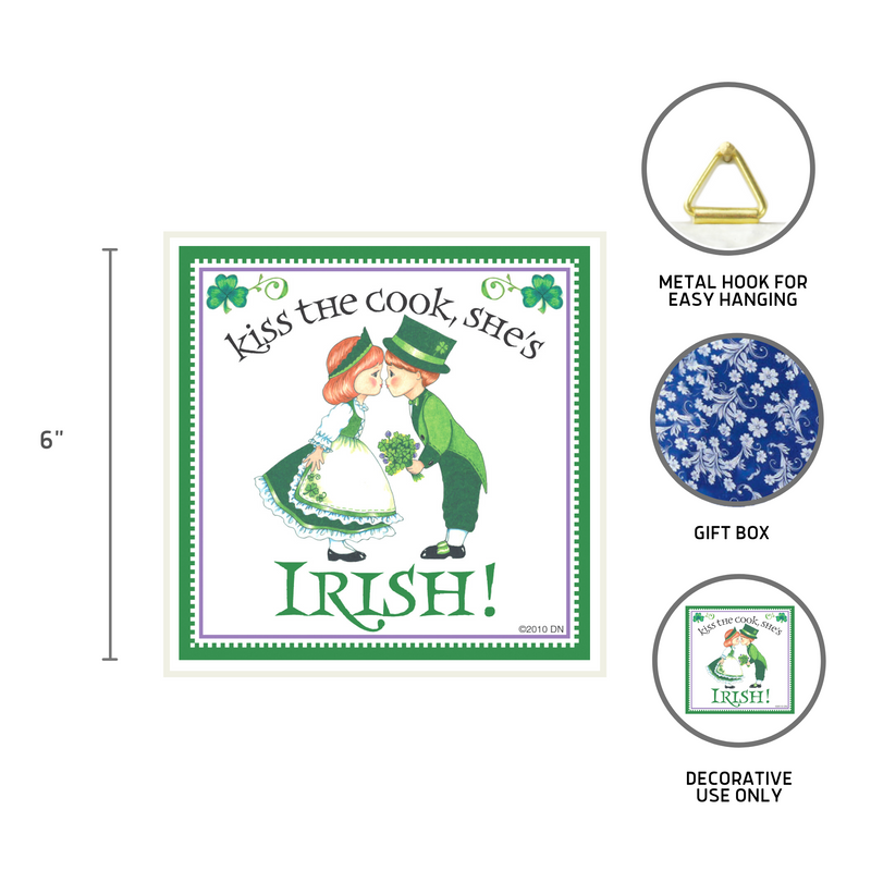 "Kiss Irish Cook" Irish Gift Tile