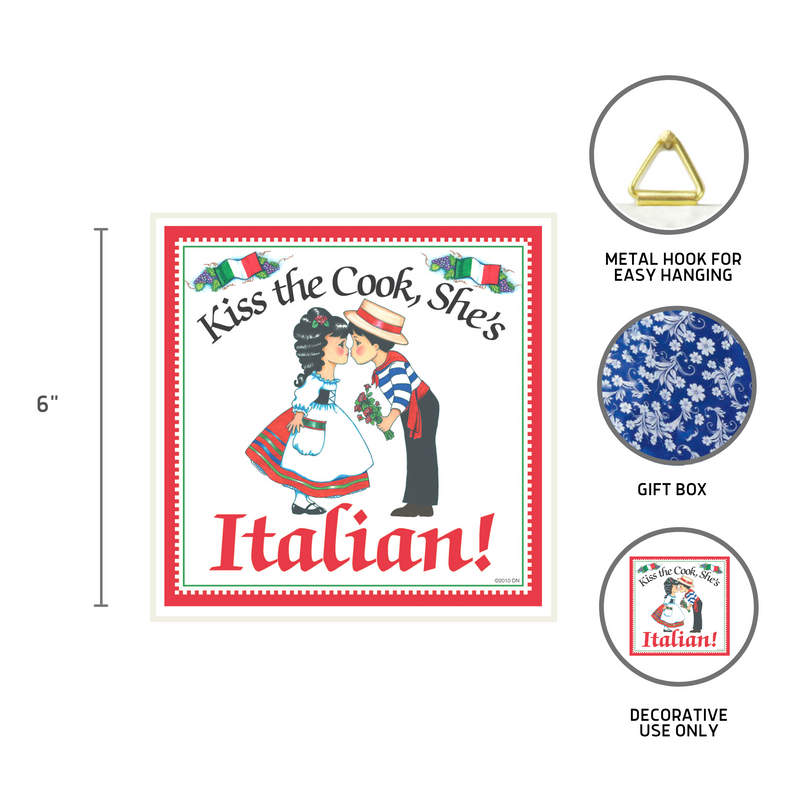 "Kiss Italian Cook" Italian Gift Tile