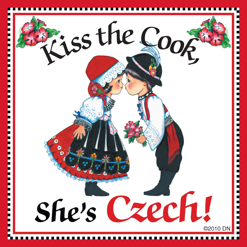 Czech Gift Tile: "Kiss Czech Cook"