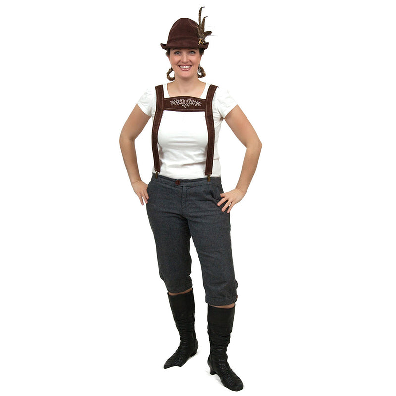 Oktoberfest Costume Faux Leather Lederhosen Suspenders -3