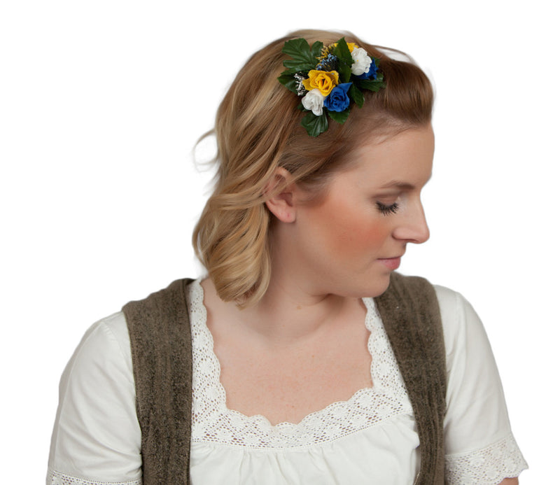 Floral Oktoberfest Hair Clip Fastener Blue and White - Apparel-Costumes, Below $10, Edelweiss, Garlands, German, Hats, Hats-Hair Accessories, Hats-Hair Clip, Hats-Kids, Home & Garden, swedish, Top-GRMN-B - 2 - 3