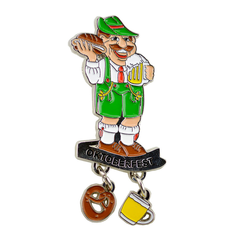 German Oktoberfest Man Beer Mug Metal Hat Pin