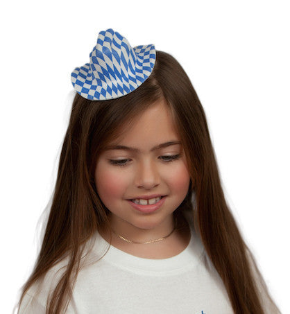 Bavarian Oktoberfest Mini Hat - Apparel-Costumes, Apparel-Dogs, Bavarian Blue White Checkers, Bayern, Felt, German, Germany, Hats, Hats-Hair Accessories, Hats-Hair Clip, Hats-Kids, Hats-Mini, Hats-Party, Miniatures, Oktoberfest, Top-GRMN-B - 2