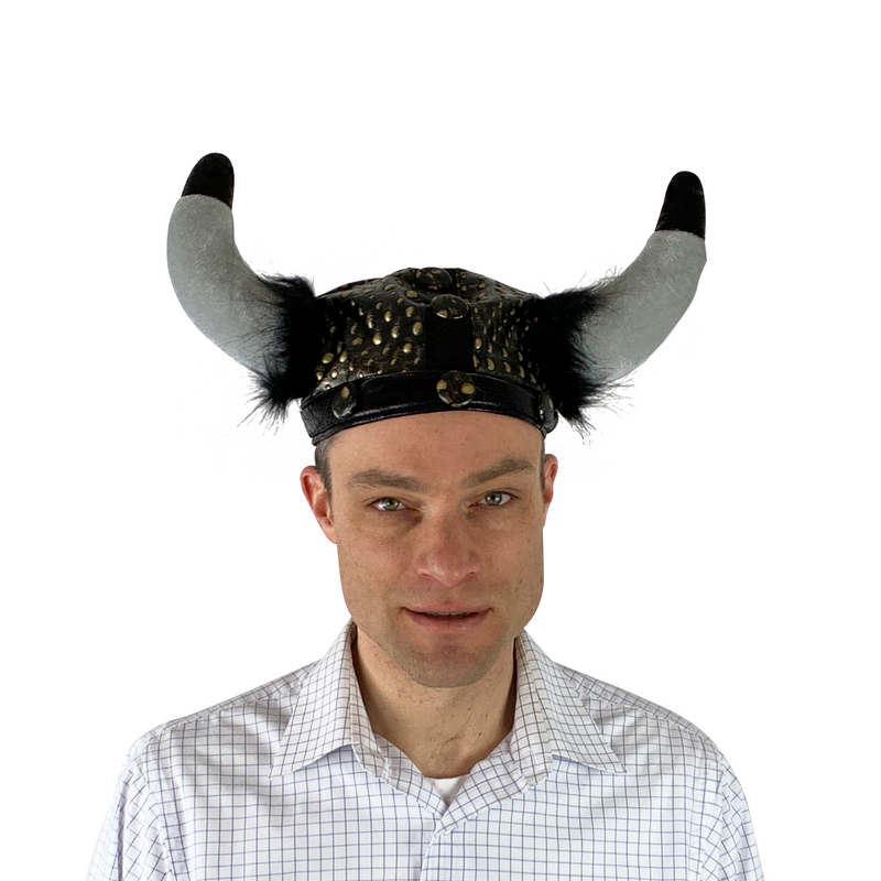 Viking Costume Black Cloth Helmet Hat