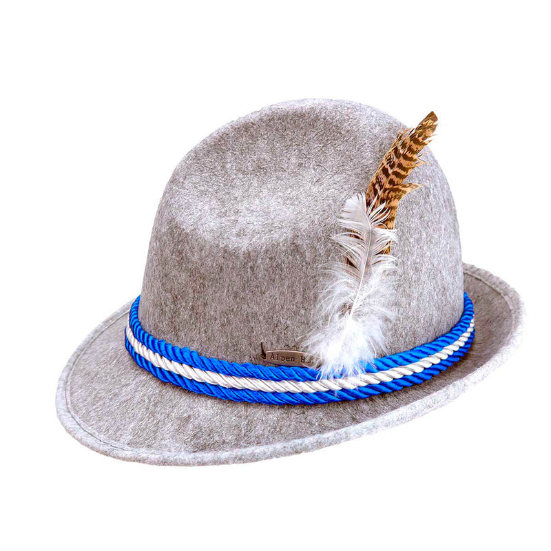 Oktoberfest Felt Fedora Alpine Gray Hat With Rope