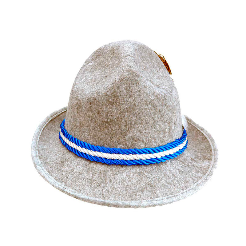 Oktoberfest Felt Fedora Alpine Gray Hat With Rope
