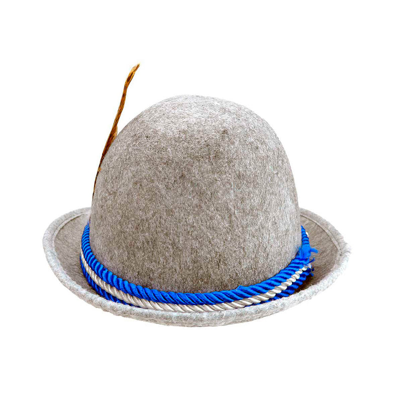 Oktoberfest Felt Fedora Alpine Gray Hat With Rope