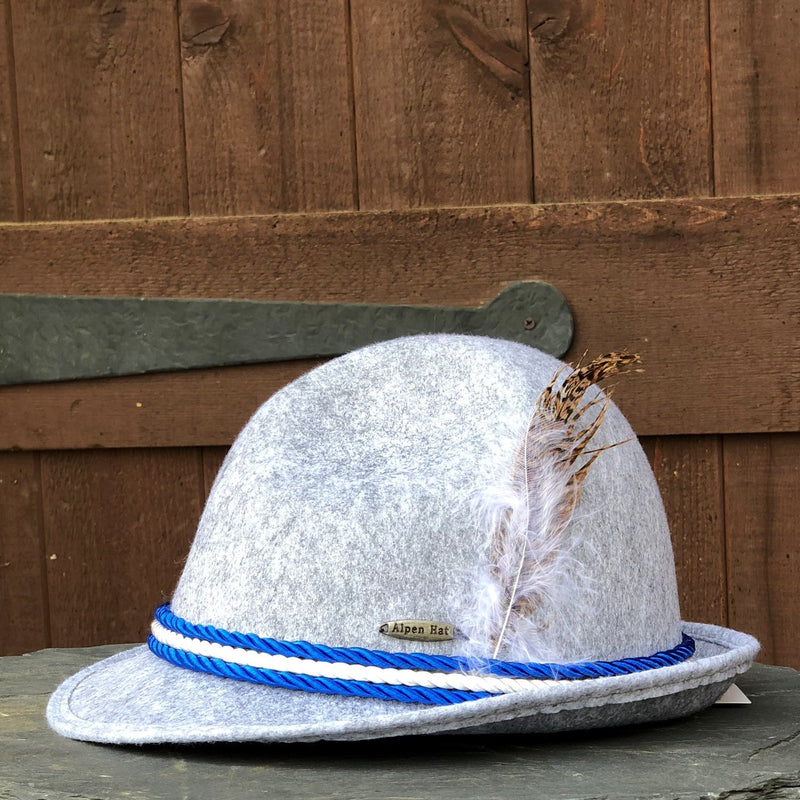 Oktoberfest Felt Fedora Alpine Gray Hat With Rope