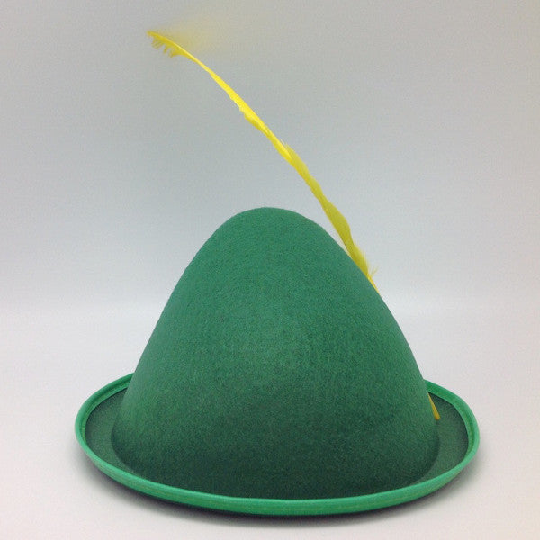 Oktoberfest  inchesPeter Pan inches Party Hat Green with Yellow Feather - Apparel-Costumes, felt, German, Germany, Hats, Hats-Kids, Hats-Party, L, Medium, Oktoberfest, Size, Small, Top-GRMN-B - 2