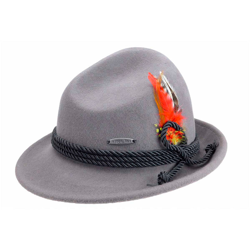 German Bavarian Style 100% Wool Gray Hat