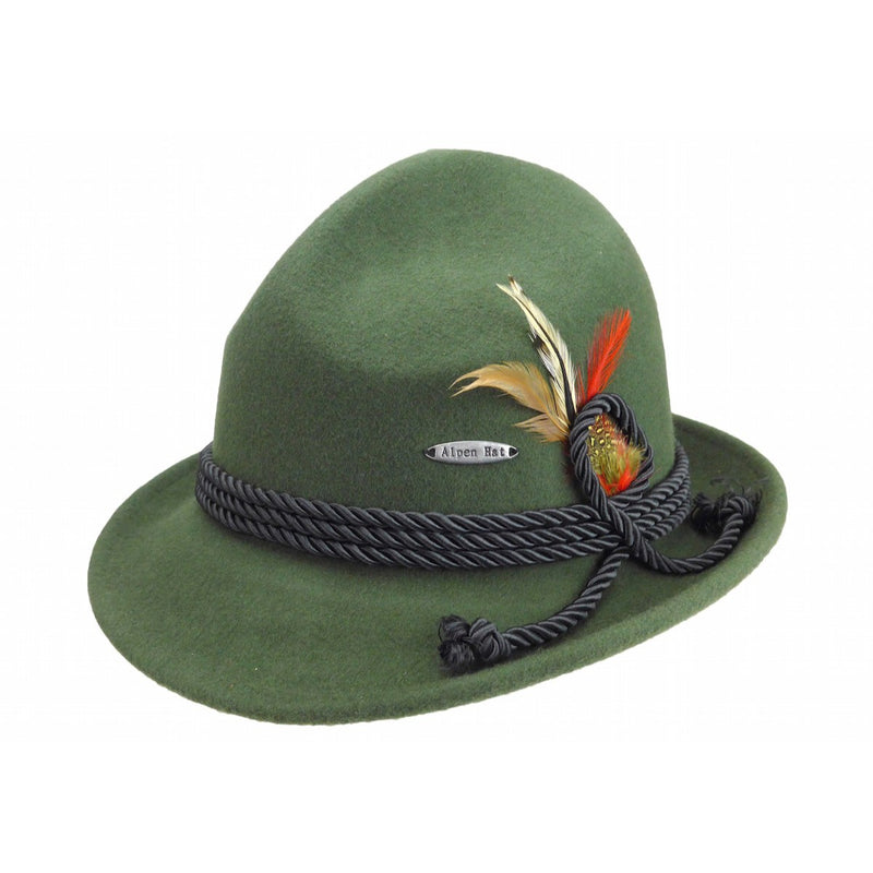 German Bavarian Style 100% Wool Green Hat