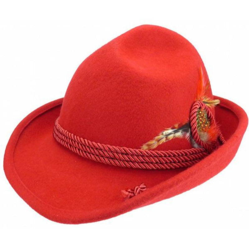 German Bavarian Style 100% Wool Red Hat