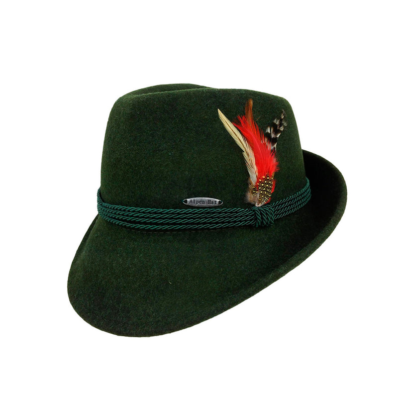 German Alpine Style Green 100% Wool Oktoberfest Hat