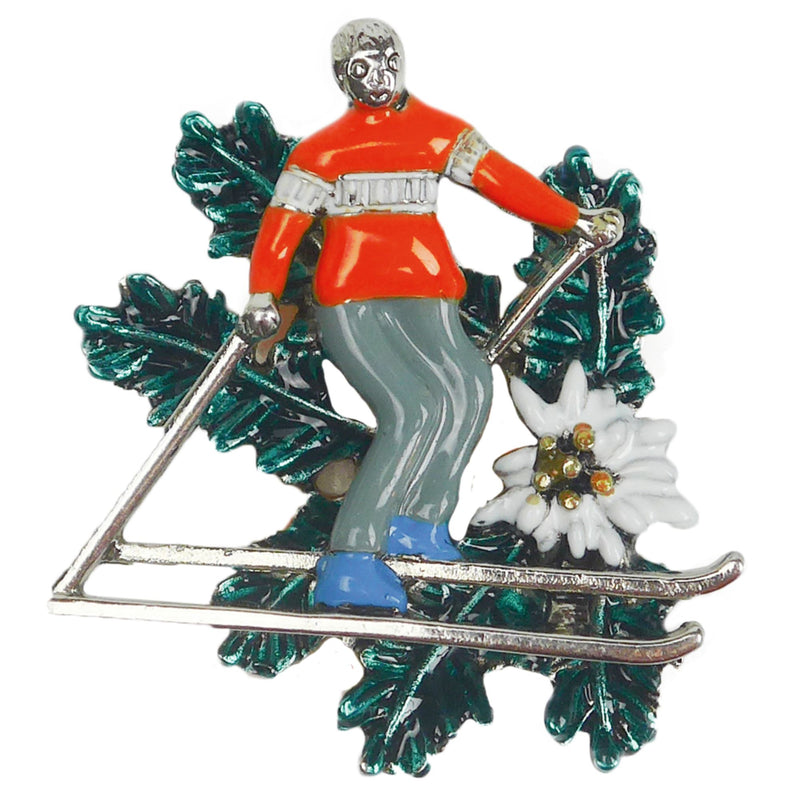 German Hunting Hat Pin with Skier