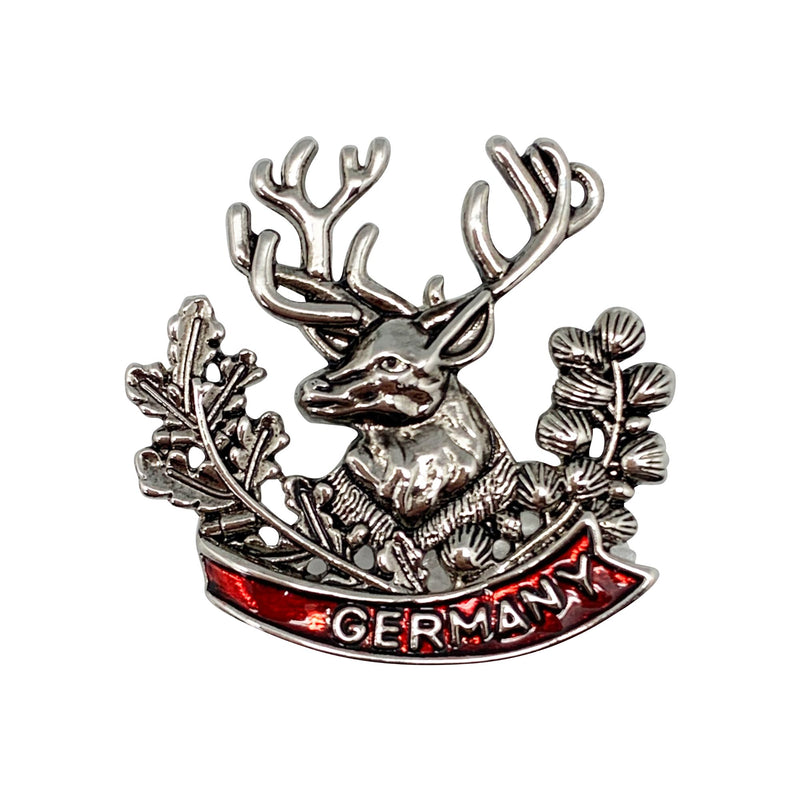 Oktoberfest German Hat Pin Metal Medallion Stag Germany Banner