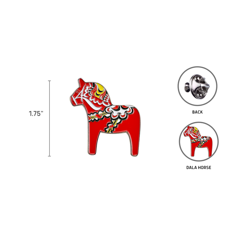 Unique Dala Horse Metal Hat Pin