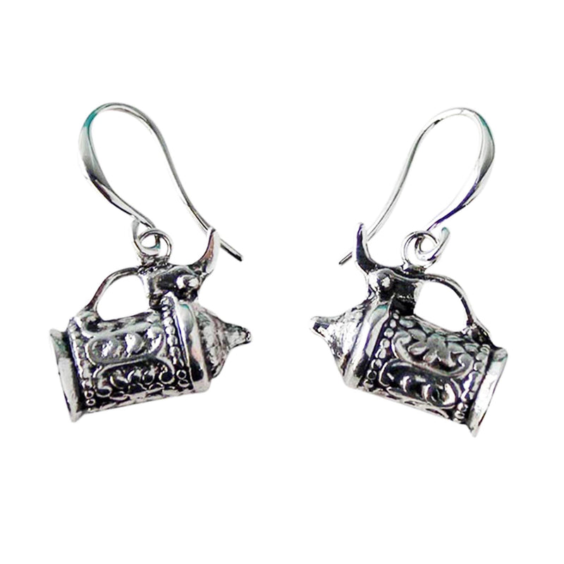 German Beer Stein Pendant Silver Plated Earrings