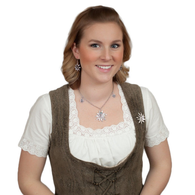 German Edelweiss Necklace - Apparel-Costumes, Edelweiss, German, Germany, Jewelry, Top-GRMN-A - 2 - 3 - 4