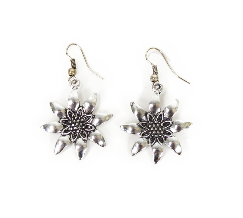 German Edelweiss Earrings - Apparel-Costumes, Earrings, Edelweiss, German, Germany, Jewelry, Top-GRMN-B