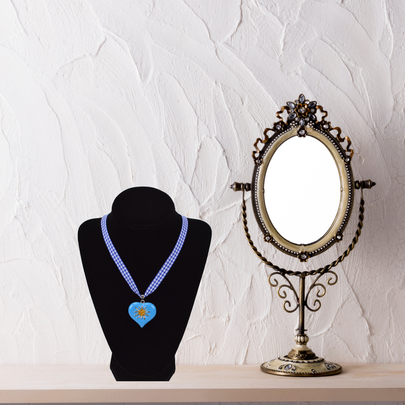 Edelweiss Blue Heart Necklace Oktoberfest Jewelry