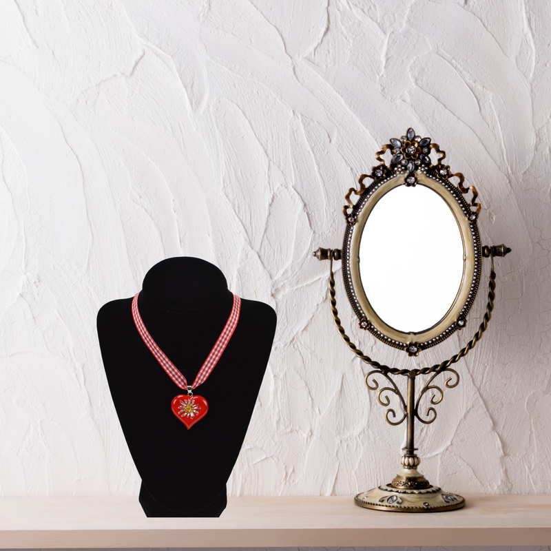 Edelweiss Red Heart Necklace Oktoberfest Jewelry
