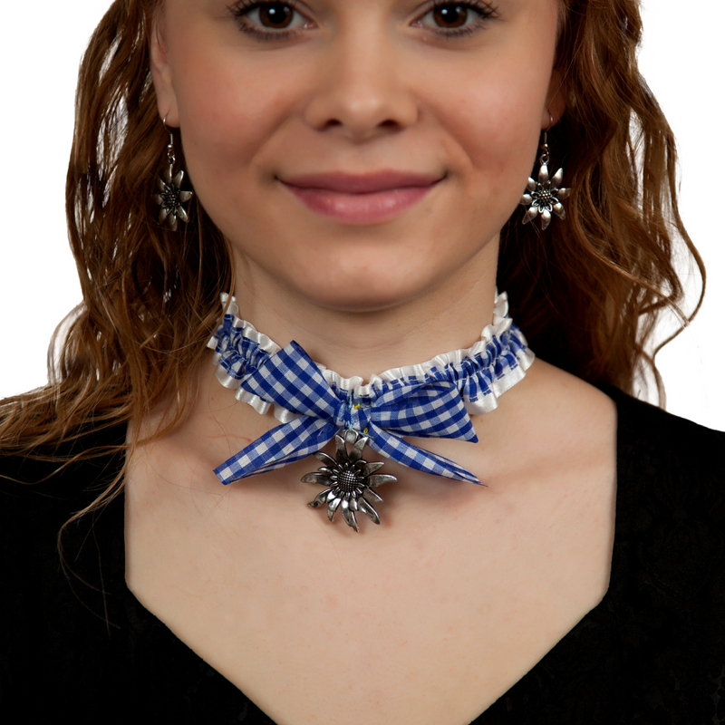 Bavarian Pattern Collar with Edelweiss Oktoberfest Pendant