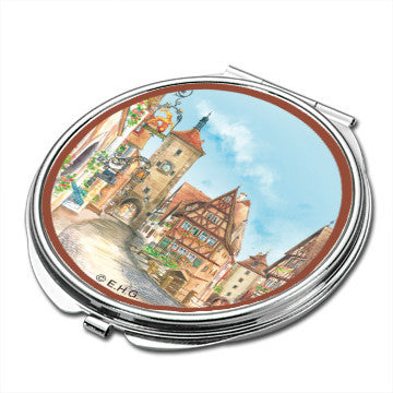 Rothenburg Germany Scene Metal Compact Mirror - Compact Mirror, European, German, New Products, NP Upload, PS-Party Favors German, Yr-2017