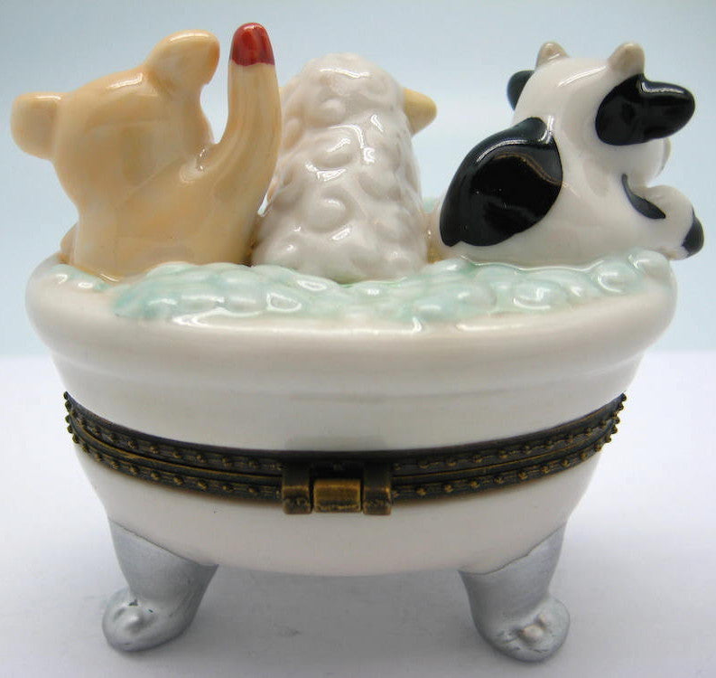 Children's Cow, Sheep, Pig Bathtub Jewelry Boxes - AN: Cow, AN: Pigs, AN: Sheep, Animal, Collectibles, Figurines, General Gift, Hinge Boxes, Hinge Boxes-General, Home & Garden, Jewelry Holders, Toys - 2