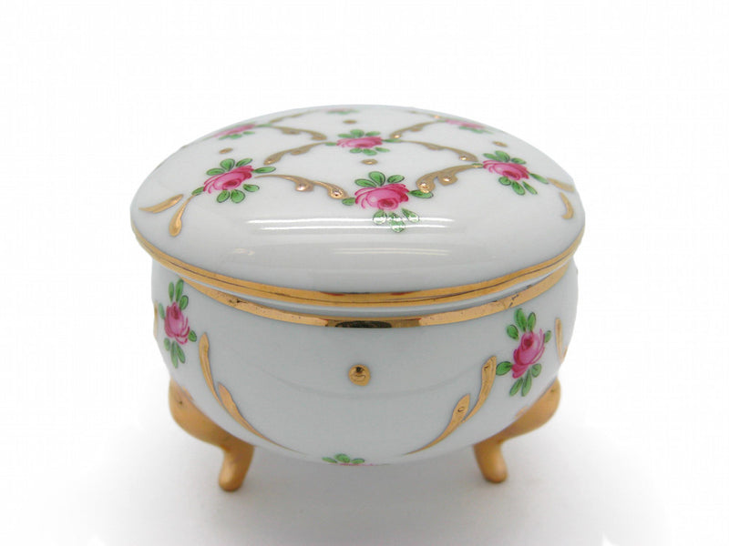 Victorian Antique Round Jewelry Box Desert Rose - Antique Red, Ceramics-Victorian Boxes, Collectibles, Decorations, Delft Blue, Deluxe Gold, Desert Rose, General Gift, Home & Garden, Jewelry Holders, Royal Blue, Toys, Victorian