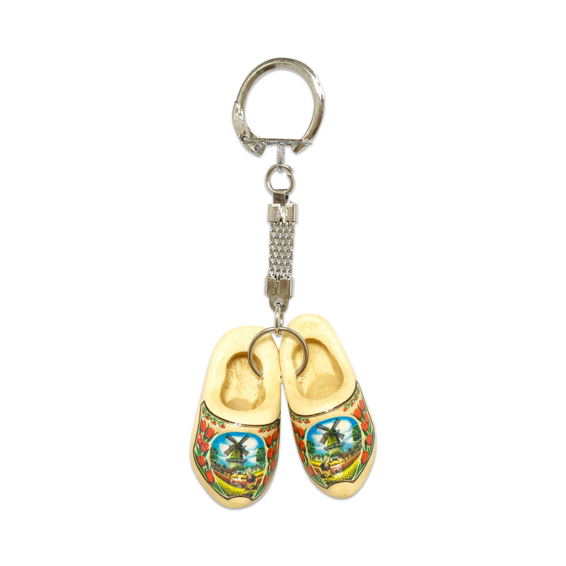 Dutch Wooden Shoes Keychain Natural