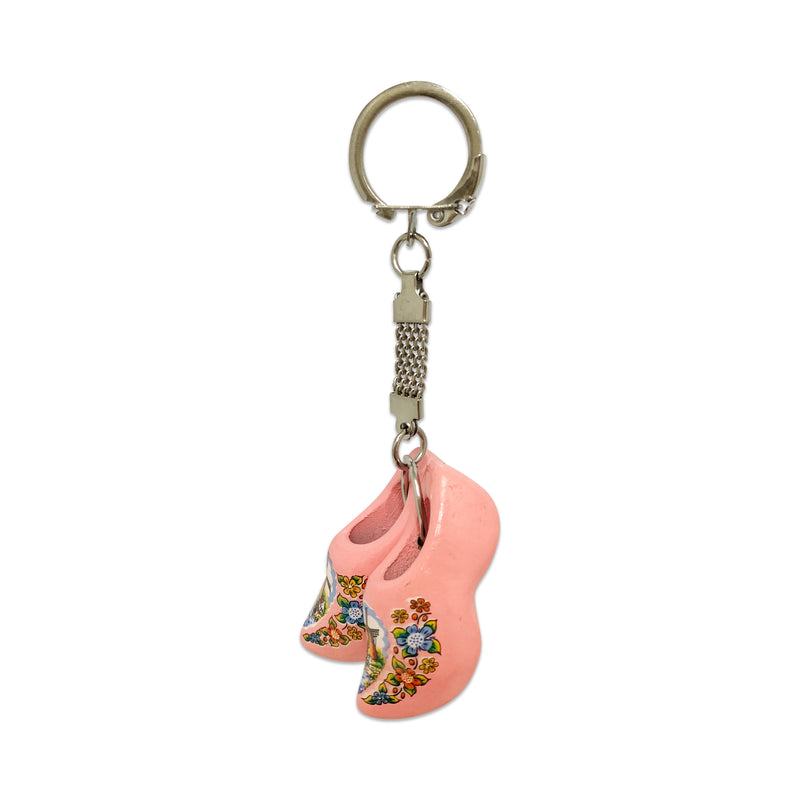 Pink Wooden Shoe Keychain