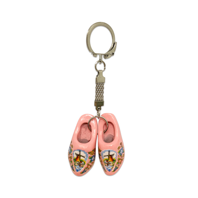 Pink Wooden Shoe Keychain