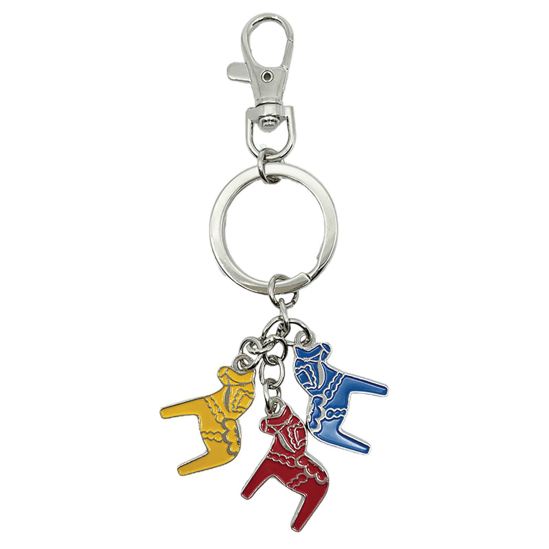 Orange Swedish Dala Horse Metal Collectible Keychain Souvenir