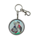 Kissing Couple Metal Round Pill Box Keychain