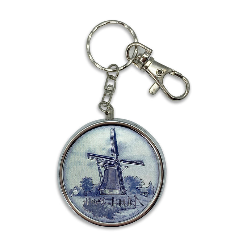 Windmill Metal Round Pill Box Keychain