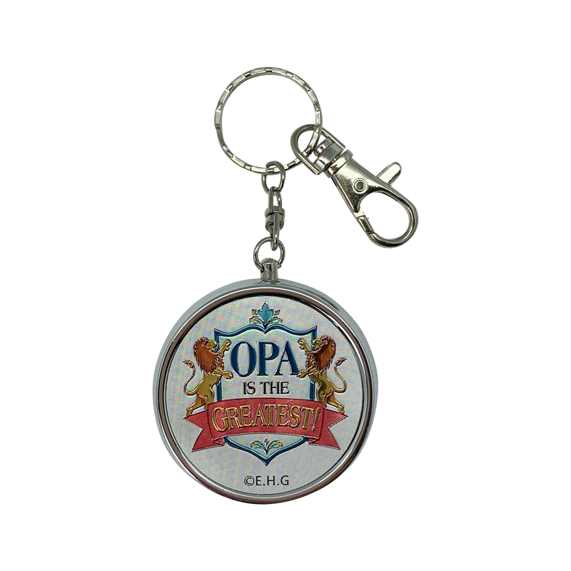 "Opa is the Greatest!" Metal Round Pill Box Keychain