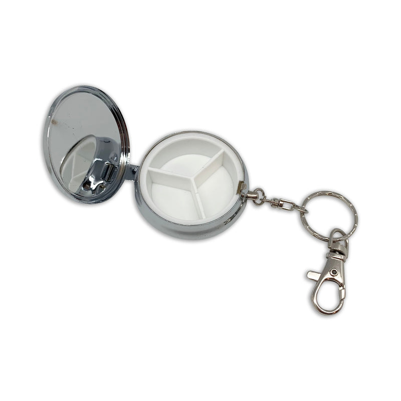 Kissing Couple Metal Round Pill Box Keychain