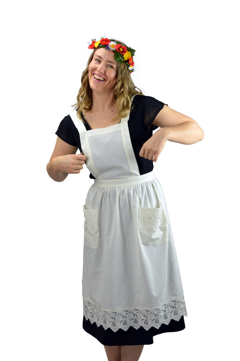 Deluxe Adult Victorian Lace Costume Full Apron Beige - $20 - $30, Apparel- Aprons - Full, Apparel-Costumes, Apparel-Kitchenware, CT-700, Ecru, General Gift, lace, Top-GNRL-A, victorian, White - 2 - 3