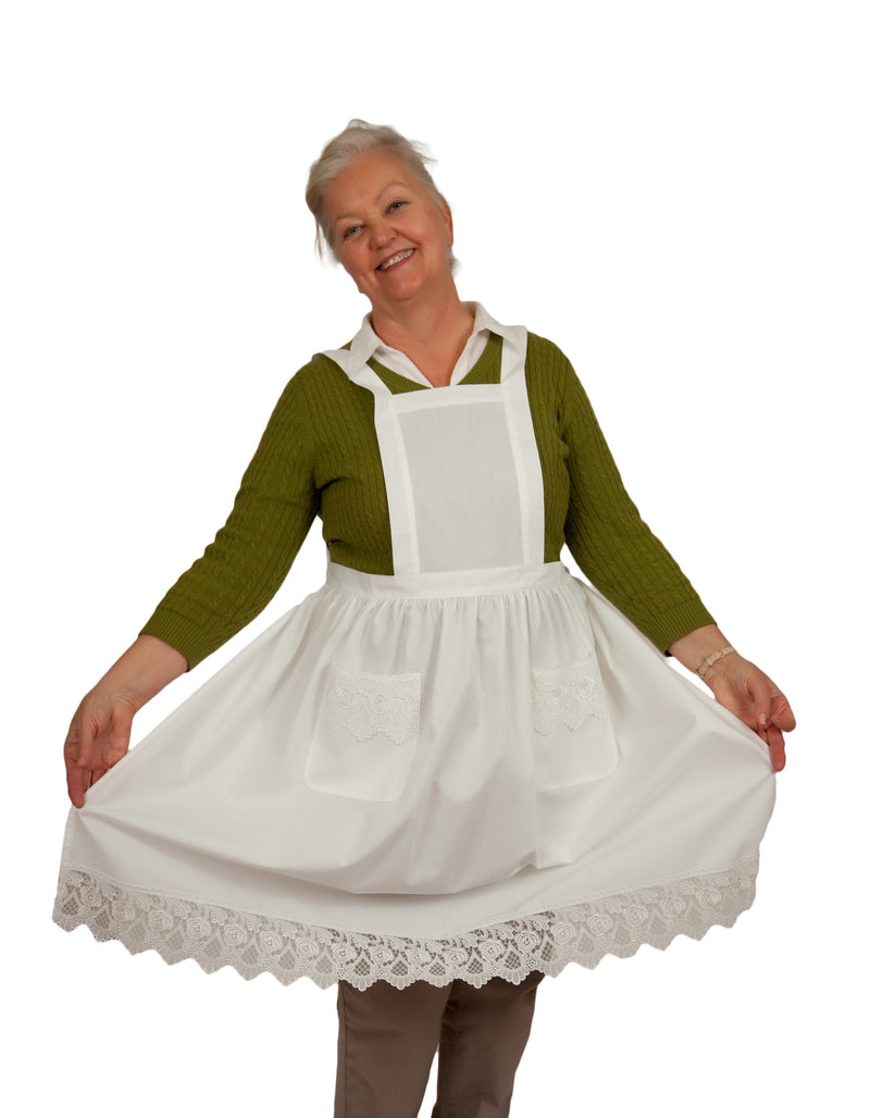 Charming Deluxe Adult Victorian Lace Costume Full Apron Beige Charming Deluxe Adult Victorian Lace Costume Full Apron Beige