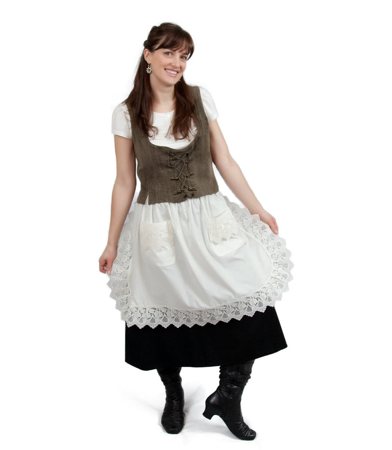 Deluxe Adult Victorian Lace Costume Half Apron Beige - $20 - $30, Apparel- Aprons - Half, Apparel-Costumes, Apparel-Kitchenware, CT-700, Ecru, General Gift, Top-GNRL-B - 2