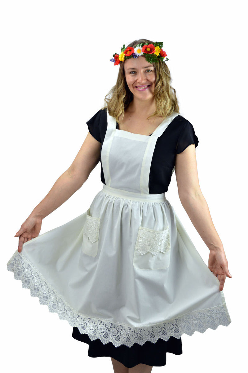 Deluxe Adult Victorian Lace Costume Full Apron White - $20 - $30, Apparel- Aprons - Full, Apparel-Costumes, Apparel-Kitchenware, CT-700, Ecru, General Gift, lace, PS-Party Favors, Top-GNRL-A, victorian, White - 2 - 3