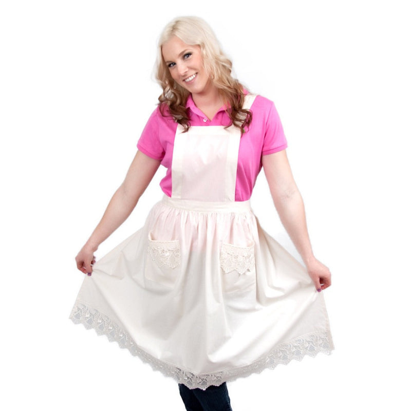 Deluxe Adult Victorian Lace Costume Full Apron White - $20 - $30, Apparel- Aprons - Full, Apparel-Costumes, Apparel-Kitchenware, CT-700, Ecru, General Gift, lace, PS-Party Favors, Top-GNRL-A, victorian, White - 2